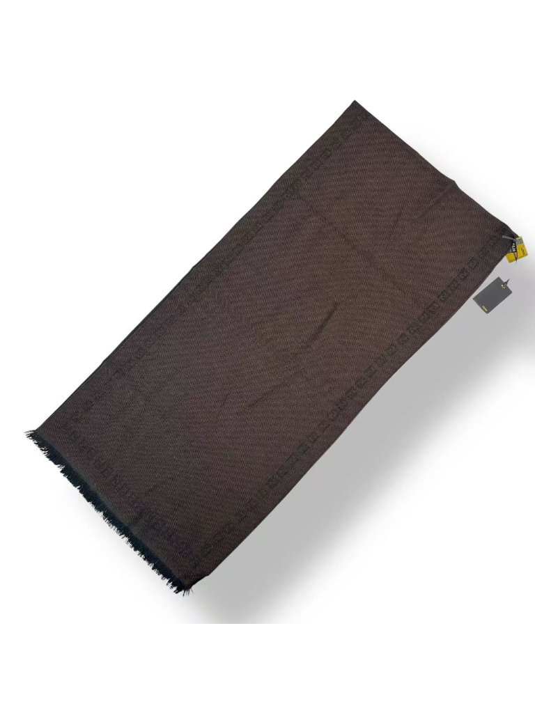 Fendi Scarf Brown Wool Ff Logo